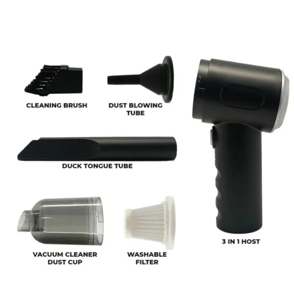 3 In 1 Portable Vacuum Cleaner Duster Blower | Air Pump Wireless Hand-held Cleaning For Car Home - Image 3