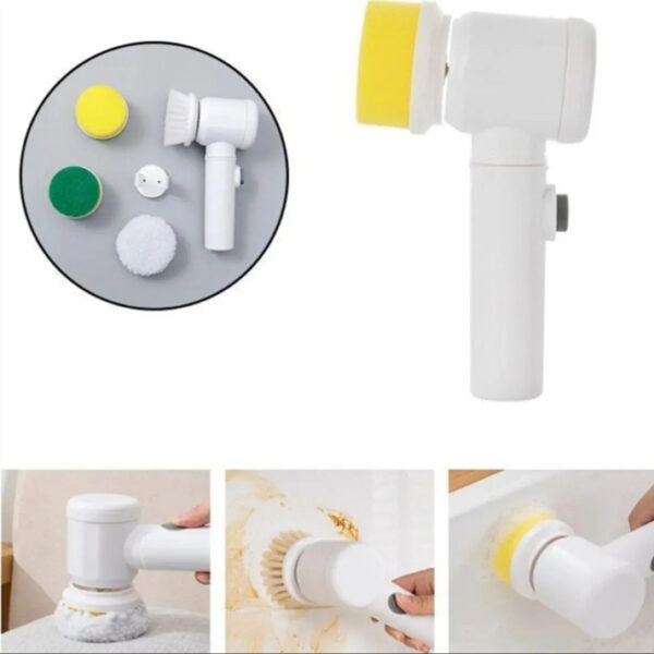 5 in1 Rechargeable Magic Brush | Car Waxing Handheld Scrubber | 360 Degree Rotate with 3 Replaceable Multipurpose Brush | Heads Kitchen Dishwashing Sponge Electric Cleaning BrushLow - Image 8