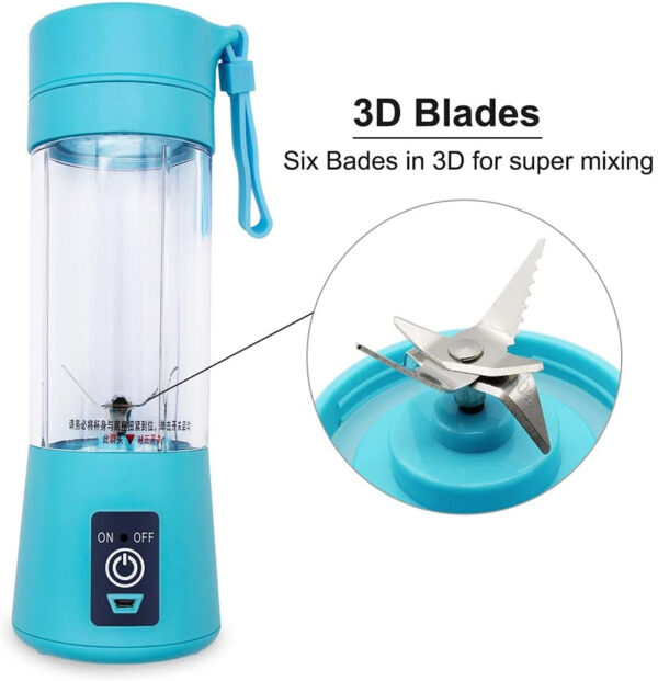 Portable Powerful 6 Blades USB Rechargeable Juicer/Blender - Image 2
