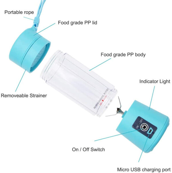 Portable Powerful 6 Blades USB Rechargeable Juicer/Blender - Image 3